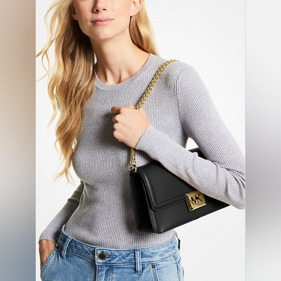 ❗️LOW START ❗️Michael Kors NWT Sonia Medium Leather Shoulder Bag- Black - Picture 2 of 14